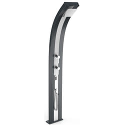 Doccia Solare da Esterno Giardino 40L Miscelatore e Doccetta Mobile Arkema Dada Fascia Inox Grigio