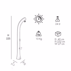 Doccia Solare In Alluminio Jolly Plus 24 Litri Top Line Con Miscelatore E Lavapiedi Colore Perla Bianca Cv-B520-Tl/9400 - Vista aggiuntiva 2