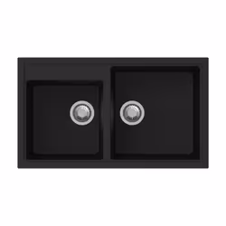Apell PTPL862GB, Lavello montato su piano, Rettangolare, Granito, Nero, 2 ciotole, Rettangolare