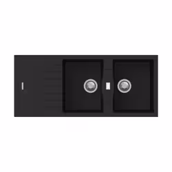 Apell PTPL1162GB, Lavello montato su piano, Rettangolare, Granito, Nero, 2 ciotole, Rettangolare