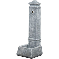 KAM - fontana da giardino vedovella 'isernia' in cemento anticato grigio, 29,8x26x79 cm