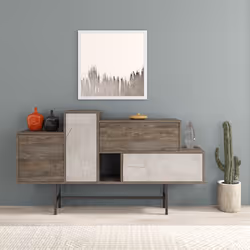 Madia Hermes colore dark coffee con ante e cassetti effetto marmo 160 cm