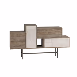 Madia Hermes colore dark coffee con ante e cassetti effetto marmo 160 cm - Vista aggiuntiva 4