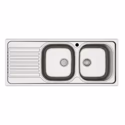 Lavello incasso cucina MP1162SX acciaio116x50 cm due vasche e gocciolatoio sinistro