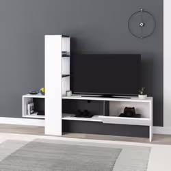 Mobile porta Tv Troya con anta a ribalta 180 cm colore bianco antracite - Vista aggiuntiva 2
