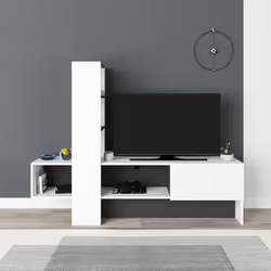Mobile porta Tv Troya con anta a ribalta 180 cm colore bianco antracite - Vista aggiuntiva 3