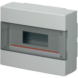 Centralino da parete, 12 moduli, con morsettiera 6x10mm, grigio, IP40, sportello reversibile fumè - Elettrocanali EC60012E