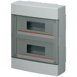 Centralino da parete, 24 (2x12) moduli, con morsettiera 6x10mm, grigio, IP40, sportello reversibile fumè - Elettrocanali EC60012E