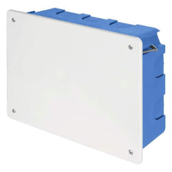 Scatola di derivazione da incasso con coperchio bianco, 200x150x75mm, per pareti leggere, in tecnopolimero, blu, serie 340 - Elettrocanali EC340106