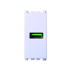 Modulo presa usb 2.0 tipo a, 5Vdc 2,1A, serie Venus, bianco, compatibile con serie Vimar Arkè Ettroit VA2401B