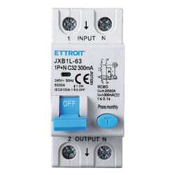 Ettroit - interruttore magnetotermico differenziale salvavita per barra din 2 moduli 1P+N 32A C32 240V 300mA 6KA