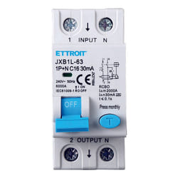INTERRUTTORE MAGNETOTERMICO DIFFERENZIALE SALVAVITA PER BARRA DIN 2 MODULI 1P+N 16A C16 240V 30mA 6KA CLASSE A