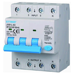 Ettroit - interruttore magnetotermico differenziale salvavita per barra din 4 moduli 3P+N 40A C40 380V 30mA 6KA