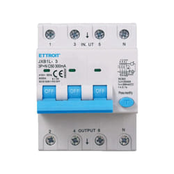 Ettroit - interruttore magnetotermico differenziale salvavita per barra din 4 moduli 3P+N 50A C50 380V 300mA 6KA