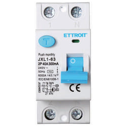 Ettroit - interruttore differenziale puro salvavita per barra din 2 moduli 2P 40A 240V 300mA 6KA