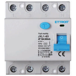 Ettroit - interruttore magnetotermico differenziale puro salvavita per barra din 4 moduli 4P 16A 415V 300mA 6KA