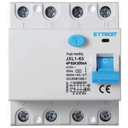 Ettroit - interruttore magnetotermico differenziale puro salvavita per barra din 4 moduli 4P 63A 415V 300mA 6KA
