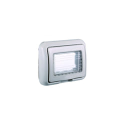 Placca con coperchio 3P IP55 custodia idrobox compatibile Bticino Living colore grigio - LG2703 - Ettroit