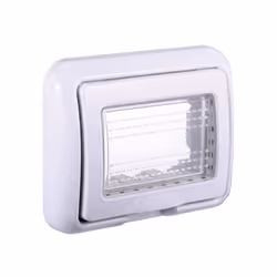 La Copertura serie Space LB2703 di Ettroit una custodia IP55 a 3 moduli , compatibile con la serie Living , progettata per ga ...