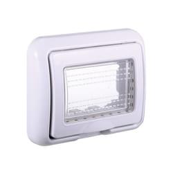 Placca con coperchio 3P IP55 custodia idrobox compatibile Bticino Living colore bianco- LB2703 - Ettroit