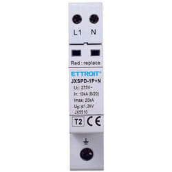 Ettroit - scaricatore limitatore di sovratensione 1 modulo tipo T2 1P+N 10KA-20KA spd a limitazione per barra din