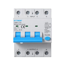 Ettroit - interruttore magnetotermico differenziale salvavita per barra din 4 moduli 3P+N 25A C25 380V 30mA 6KA
