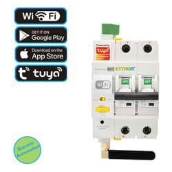Ettroit - interruttore magnetotermico smart wifi 2P 16A riarmo automatico tramite app tuya 3DIN