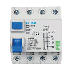 Ettroit - Magnetotermico Differenziale Puro 4P 16A 30mA curva b 6KA ac/dc 380V