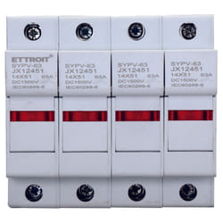 Ettroit - supporto per fusibili cilindrici portafusibili base RT18-63 4P guida din 14 x 51MM dc 1500V