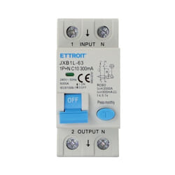 Ettroit - Interruttore Magnetotermico Differenziale Tipo a Curva c 1P+N 2M 6000A 300mA C10A ac 230V IP20