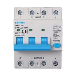 Ettroit - Magnetotermico Differenziale 3P+N 20A 30mA 380V-6KA classe a