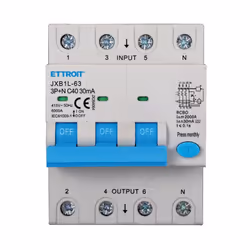 RCBO magnetotermico differenziale di tipo A con curva C, progettato per la protezione dei circuiti trifase contro sovraccaric ...