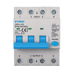 Ettroit - Magnetotermico Differenziale 3P+N 40A 30mA 380V-6KA classe a