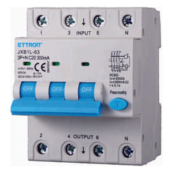 Ettroit - Magnetotermico Differenziale 3P+N 20A 300mA 380V-6KA classe a