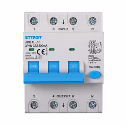 RCBO magnetotermico differenziale di tipo A con curva C, ideato per proteggere i circuiti trifase da sovraccarichi, cortocirc ...