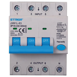 Ettroit - Magnetotermico Differenziale 3P+N 50A 300mA 380V-6KA classe a