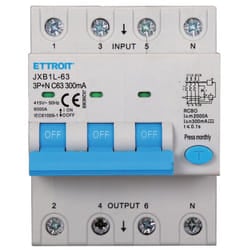 Ettroit - Magnetotermico Differenziale 3P+N 63A 300mA 380V-6KA classe a