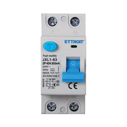 Ettroit - Interruttore Differenziale Puro Tipo a 1P+N 2M 6000A 300mA 40A ac 230V