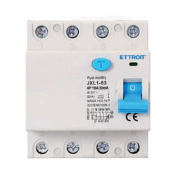 Ettroit - Interruttore Differenziale Puro Tipo a 3P+N 4M 6000A 30mA 16A ac 400V