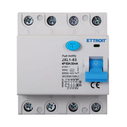 Ettroit - Interruttore Differenziale Puro Tipo a 3P+N 4M 6000A 30mA 63A ac 400V