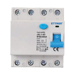 Ettroit - Interruttore Differenziale Puro Tipo a 3P+N 4M 6000A 300mA 63A ac 400V