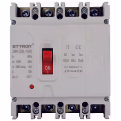 Interruttore scatolato magnetotermico a 4 poli con capacità di interruzione di 22kA, progettato per proteggere circuiti elett ...