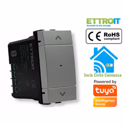 MODULO PTAPPARELLE CONNESSO WIFI APP TUYA 1P 240V SILVER COMPATIBILE LIVING Comando tapparella connesso per il comando di una ...