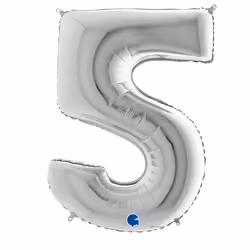 Grabo Balloons 095S, Pallone giocattolo, Lamina, Argento, Monocromatico, Compleanno, Numero