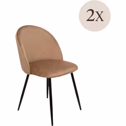 SET DI 2 SEDIE - Poltrona rivestita in velluto, Sedia da pranzo imbottita, Seduta per riunioni, 51x54h82 cm, Beige. STRUTTURA ...