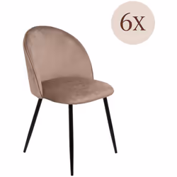 SET DI 6 SEDIE - Poltrona rivestita in velluto, Sedia da pranzo imbottita, Seduta per riunioni, 51x54h82 cm, Tortora. STRUTTU ...