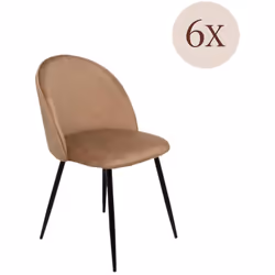 SET DI 6 SEDIE - Poltrona rivestita in velluto, Sedia da pranzo imbottita, Seduta per riunioni, 51x54h82 cm, Beige. STRUTTURA ...