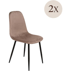 Set di 2 sedie Arter, Poltrona rivestita in velluto, Sedia da pranzo imbottita, Seduta per riunioni, 45x56h87 cm, Tortora - Dmora