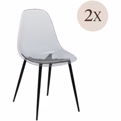 SET DI 2 SEDIE - Poltrona in PET, Sedia da pranzo ergonomica, Seduta per riunioni, 53x46h81 cm, Fumé. STRUTTURA E UTILIZZO - ...