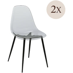 Set di 2 sedie Amstrong, Poltrona in pet, Sedia da pranzo ergonomica, Seduta per riunioni, 53x46h81 cm, Fumé - Dmora